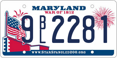 MD license plate 9BL2281