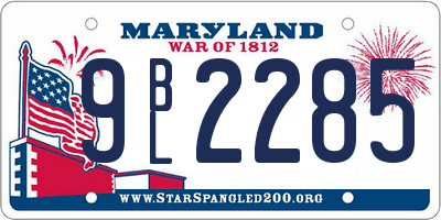MD license plate 9BL2285