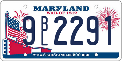 MD license plate 9BL2291