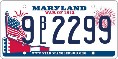 MD license plate 9BL2299