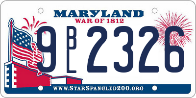 MD license plate 9BL2326