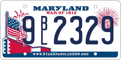 MD license plate 9BL2329
