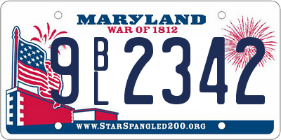 MD license plate 9BL2342