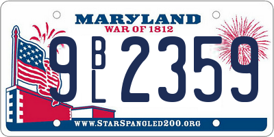 MD license plate 9BL2359