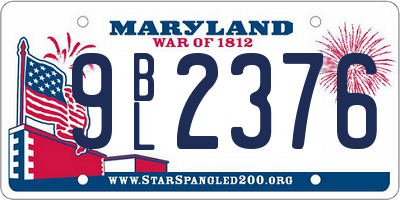 MD license plate 9BL2376
