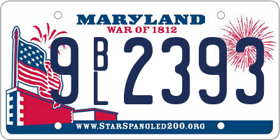 MD license plate 9BL2393