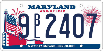 MD license plate 9BL2407