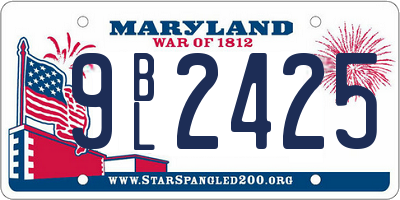 MD license plate 9BL2425