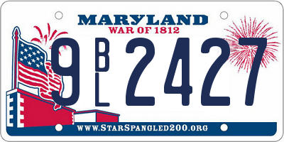 MD license plate 9BL2427