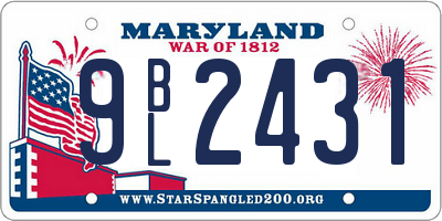 MD license plate 9BL2431