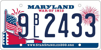 MD license plate 9BL2433
