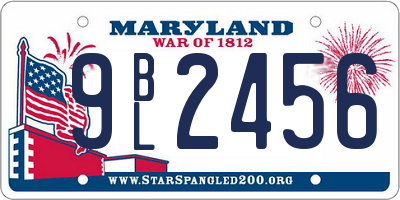 MD license plate 9BL2456
