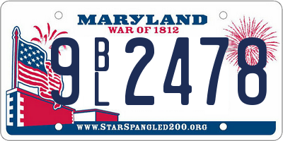 MD license plate 9BL2478