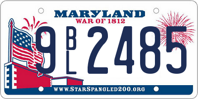 MD license plate 9BL2485