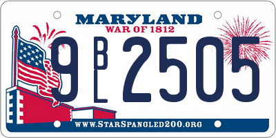 MD license plate 9BL2505