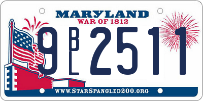 MD license plate 9BL2511