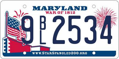 MD license plate 9BL2534