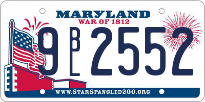 MD license plate 9BL2552