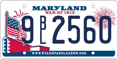 MD license plate 9BL2560