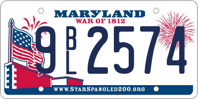 MD license plate 9BL2574