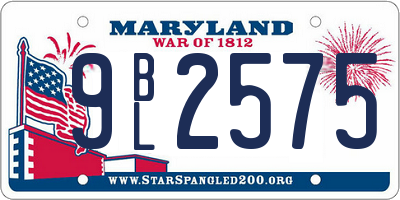 MD license plate 9BL2575