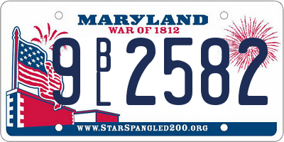 MD license plate 9BL2582