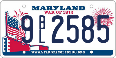 MD license plate 9BL2585