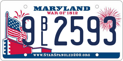 MD license plate 9BL2593