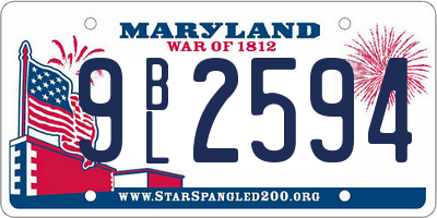 MD license plate 9BL2594