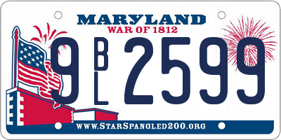 MD license plate 9BL2599