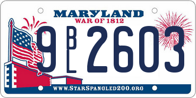 MD license plate 9BL2603