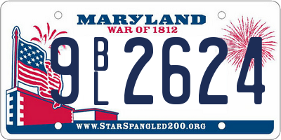 MD license plate 9BL2624
