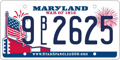 MD license plate 9BL2625