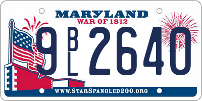 MD license plate 9BL2640