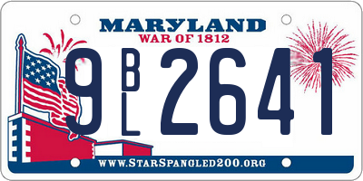 MD license plate 9BL2641