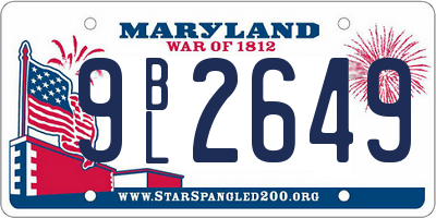 MD license plate 9BL2649