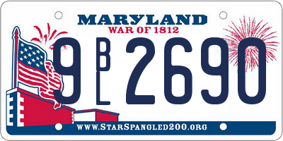 MD license plate 9BL2690