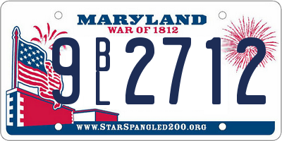 MD license plate 9BL2712