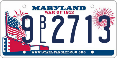 MD license plate 9BL2713