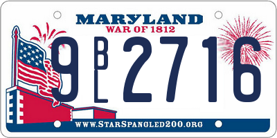 MD license plate 9BL2716