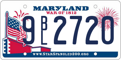 MD license plate 9BL2720