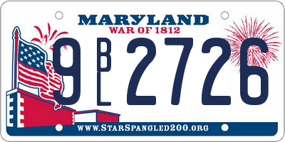 MD license plate 9BL2726