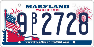 MD license plate 9BL2728