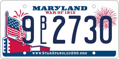 MD license plate 9BL2730