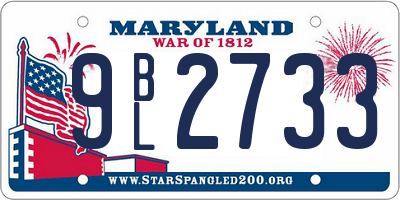 MD license plate 9BL2733