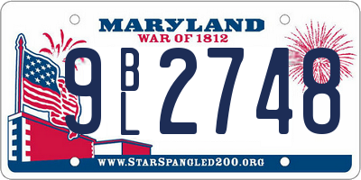 MD license plate 9BL2748