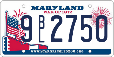 MD license plate 9BL2750