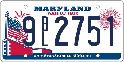 MD license plate 9BL2751