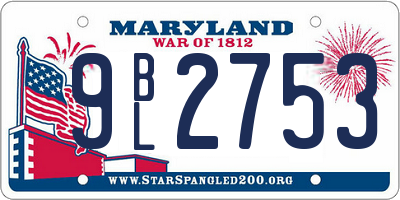 MD license plate 9BL2753