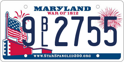 MD license plate 9BL2755